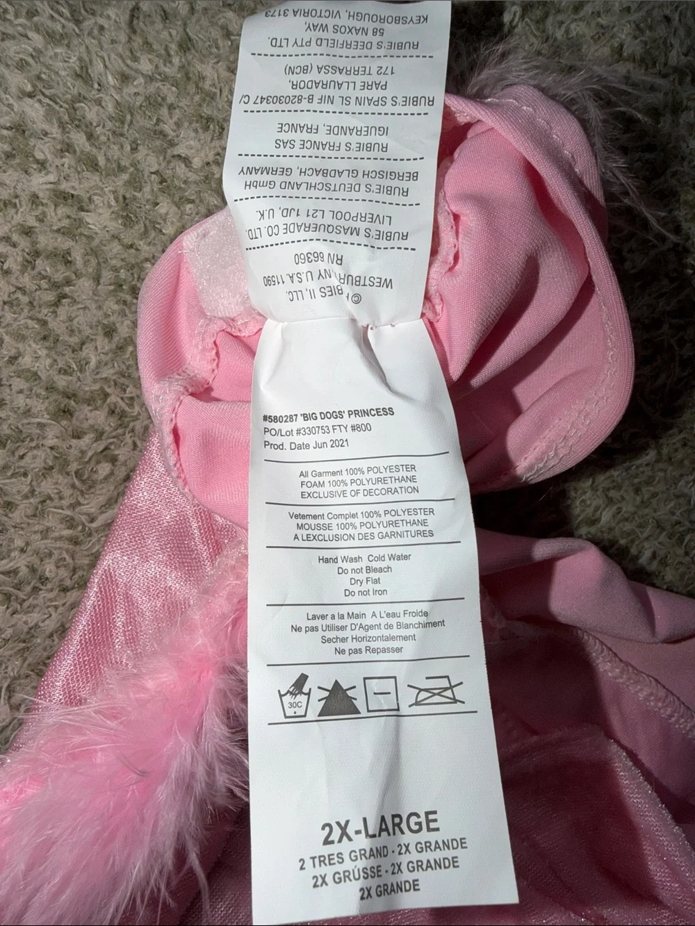 Rubie's Pink Princess Pet Costume Dress with Matching Hat
